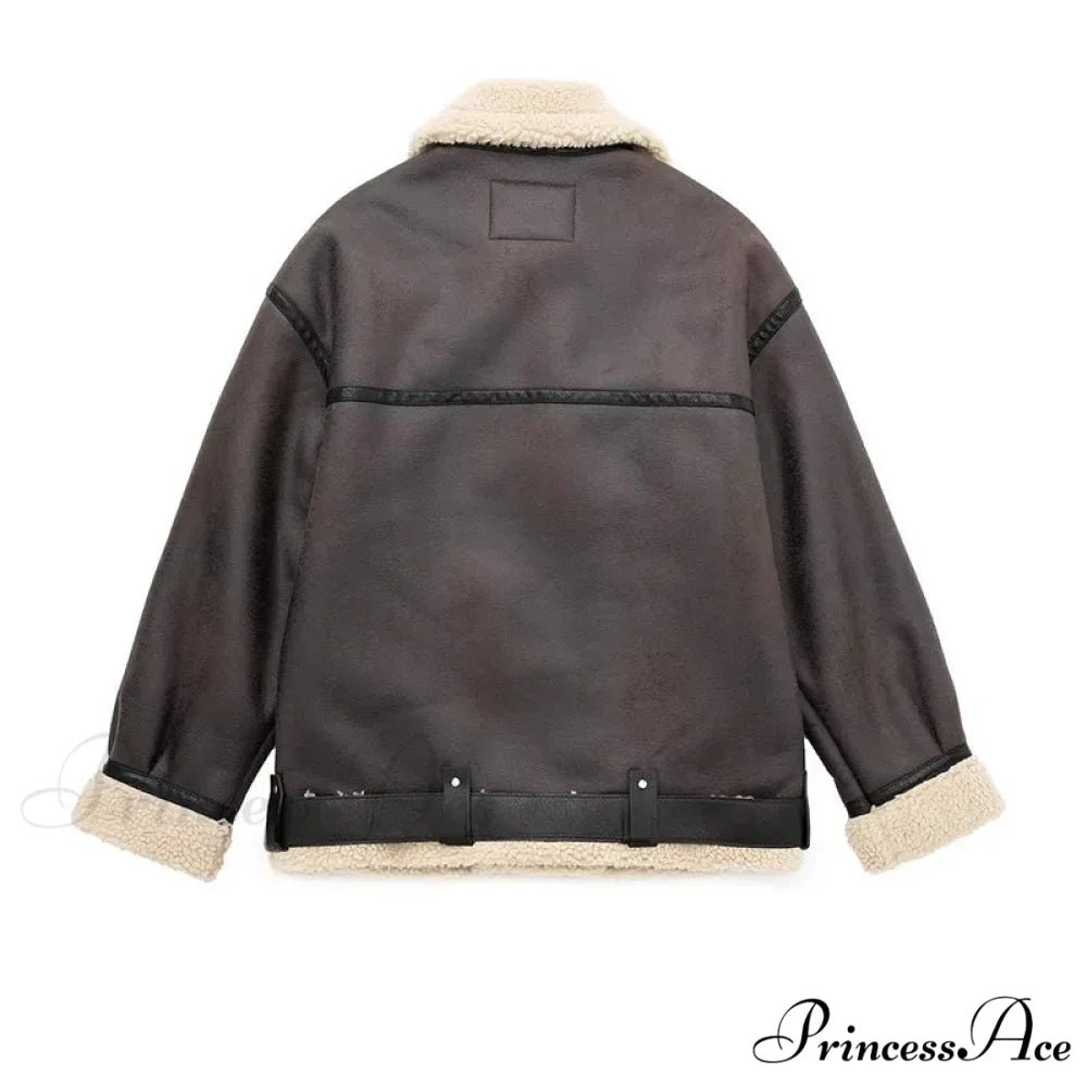 Faux Fur Stylish Double-sided Zipper Jacket