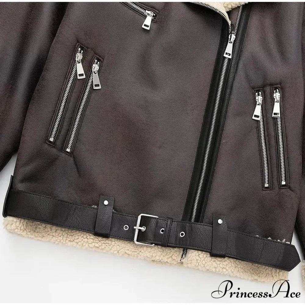 Faux Fur Stylish Double-sided Zipper Jacket