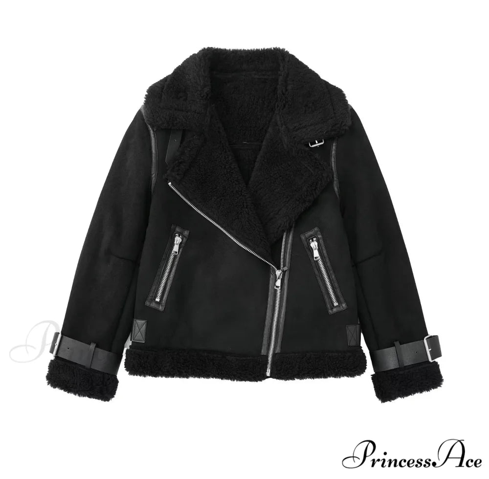 Faux Fur Stylish Double-sided Zipper Jacket