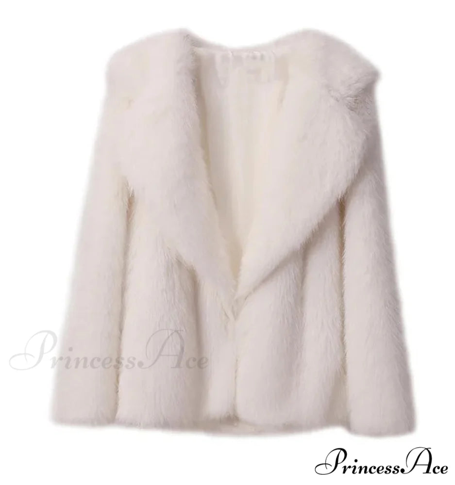 Faux Fur Stylish Fringe Coat white 03 / S