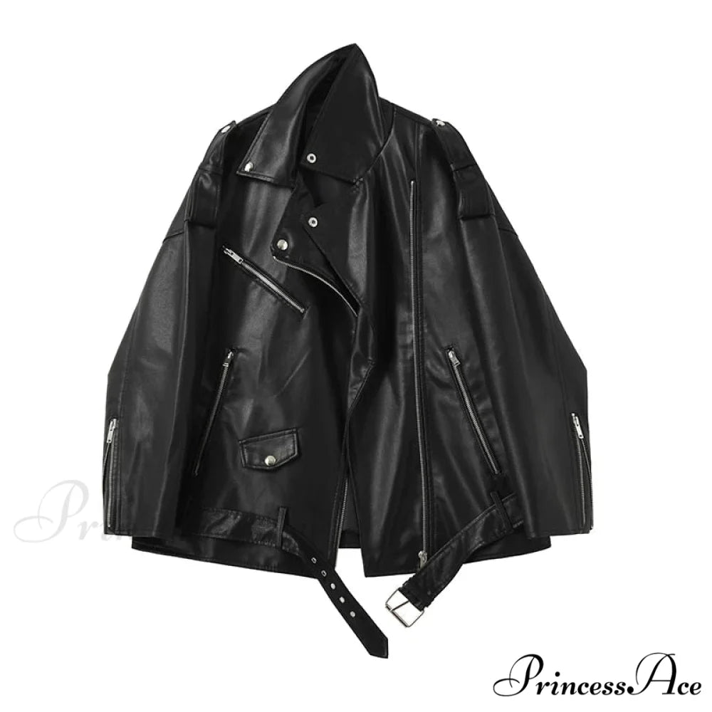 Faux Leather Cool Loose Coat