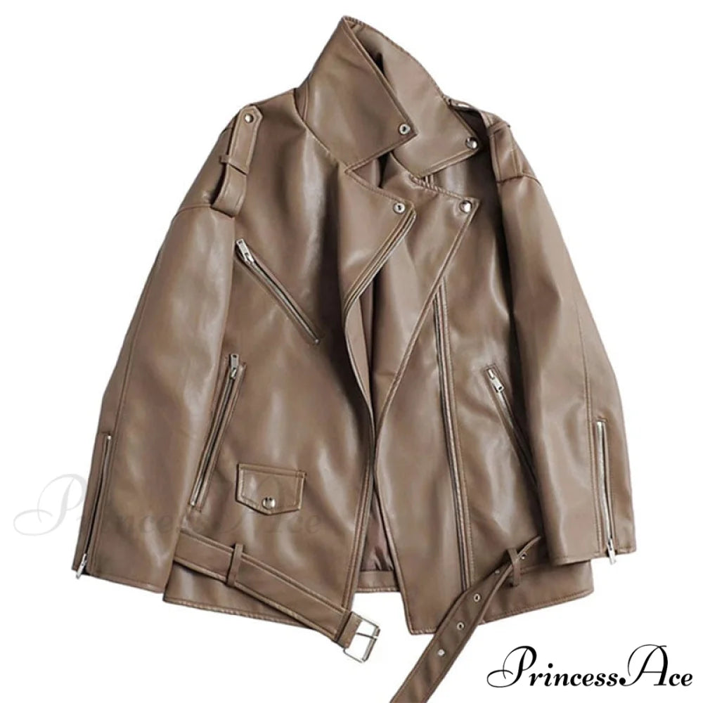 Faux Leather Cool Loose Coat 3 / S