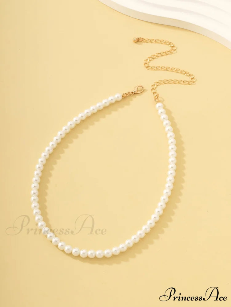 Faux Pearl Beaded Necklace