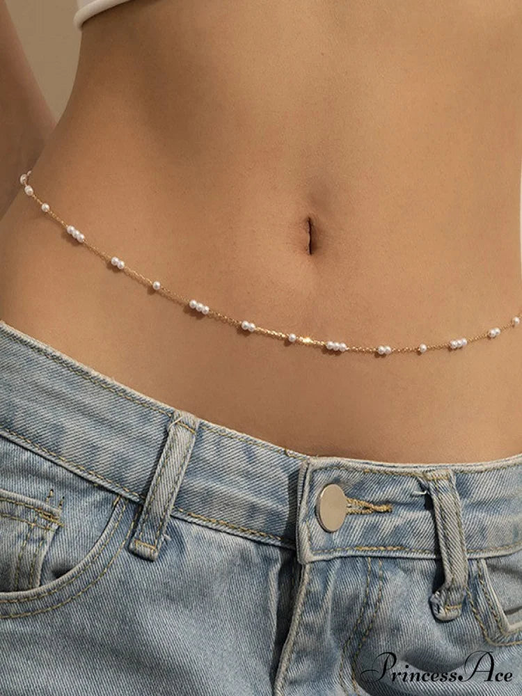 Faux Pearl Graceful Choker Necklace Golden / ONE SIZE