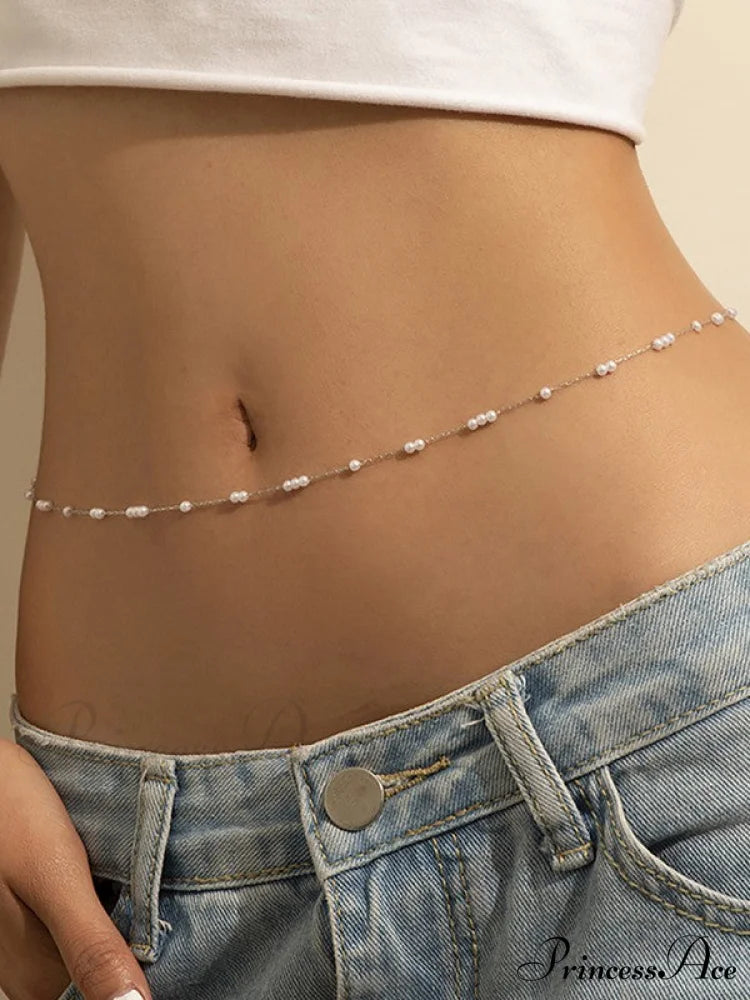 Faux Pearl Graceful Choker Necklace Silver / ONE SIZE