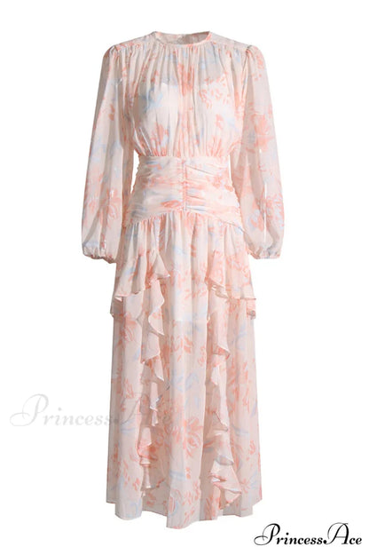 Faye Round Neck Charming Balloon Sleeve Maxi Dress