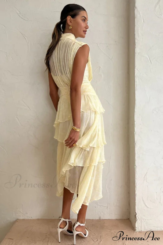 Faye Sleeveless Stylish Ruched Midi Dress