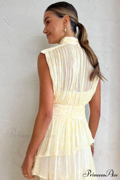 Faye Sleeveless Stylish Ruched Midi Dress
