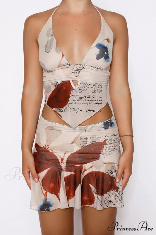 Faye Top Stylish + Skirt Set XS / Printed