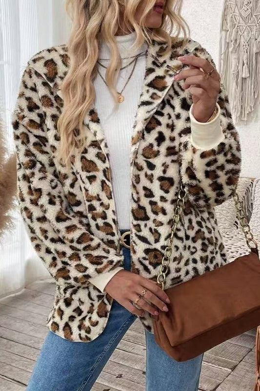 Printed Reversible Fleece Open Front Coat