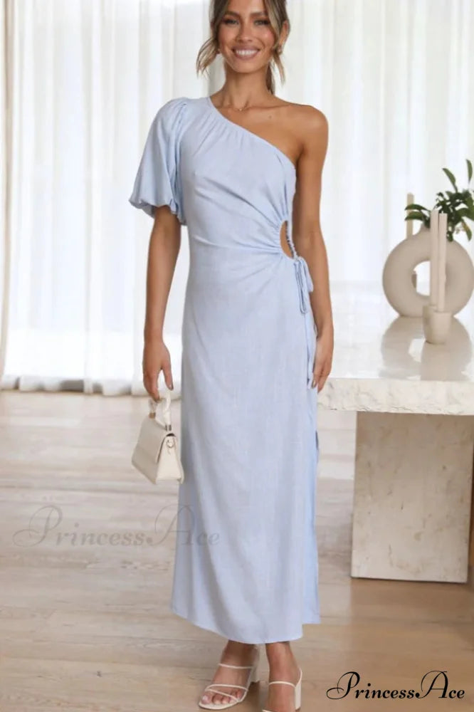 Felicity Elegant Midi Dress S / Light Blue