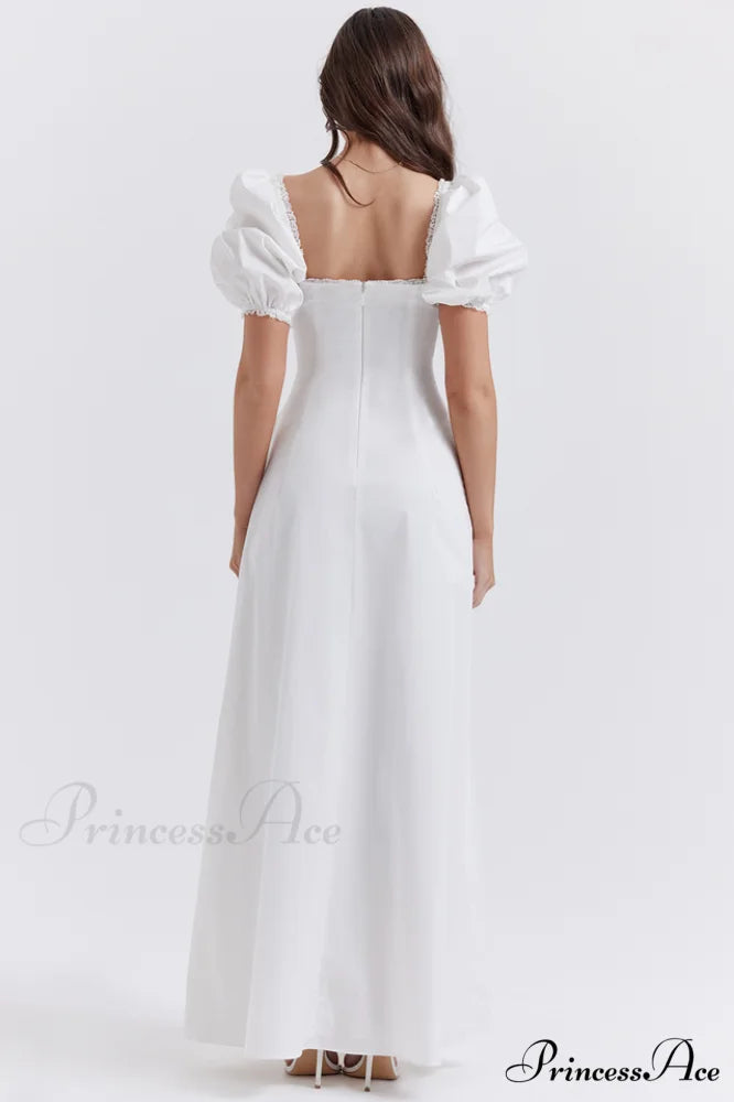 Felizia White Stylish Puff Sleeve Sundress
