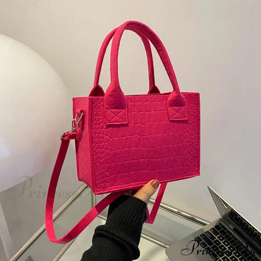 Felt Petite Tote Fall Winter Little Square Handbag handbag-250126