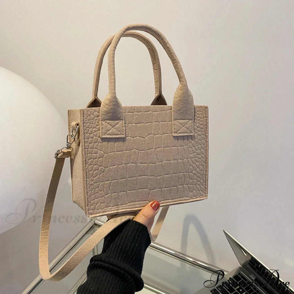 Felt Petite Tote Fall Winter Little Square Handbag handbag-250126