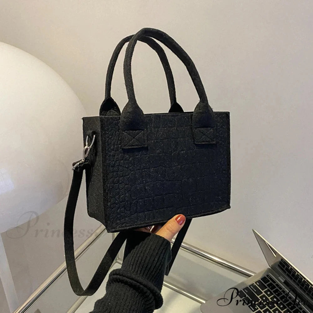 Felt Petite Tote Fall Winter Little Square Handbag handbag-250126