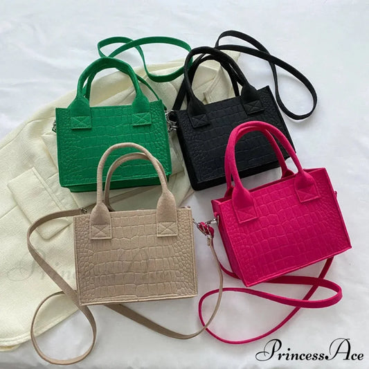 Felt Petite Tote Fall Winter Little Square Handbag handbag-250126