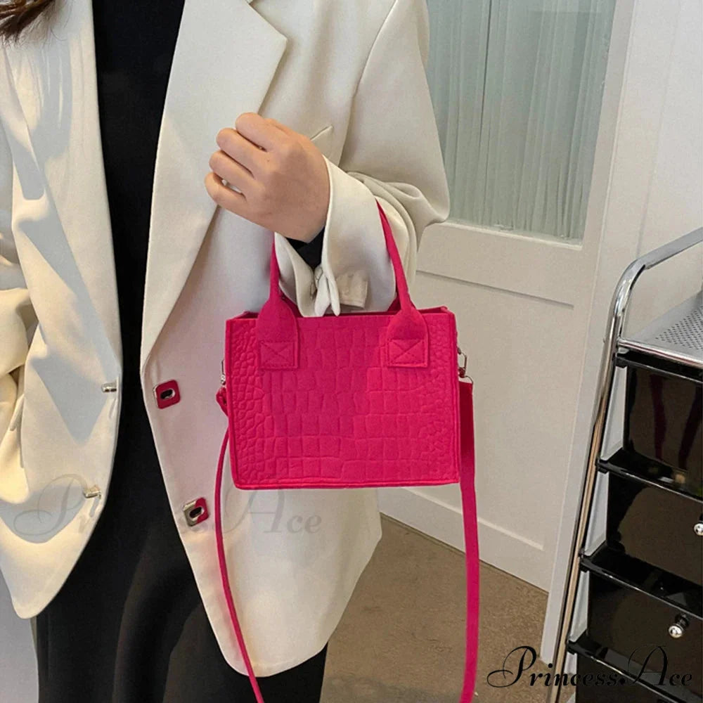 Felt Petite Tote Fall Winter Little Square Handbag handbag-250126