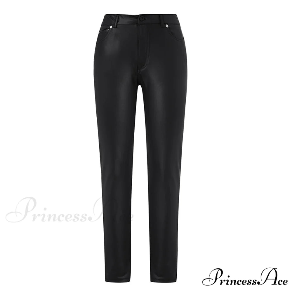 Female Leather Leggings Pants Black / XS