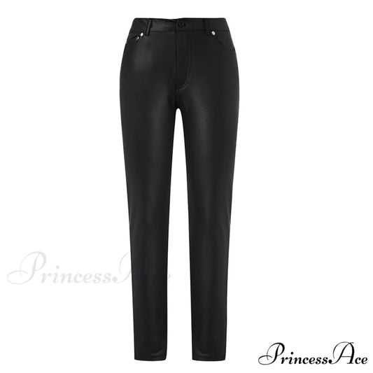 Female Leather Leggings Pants Black / XS