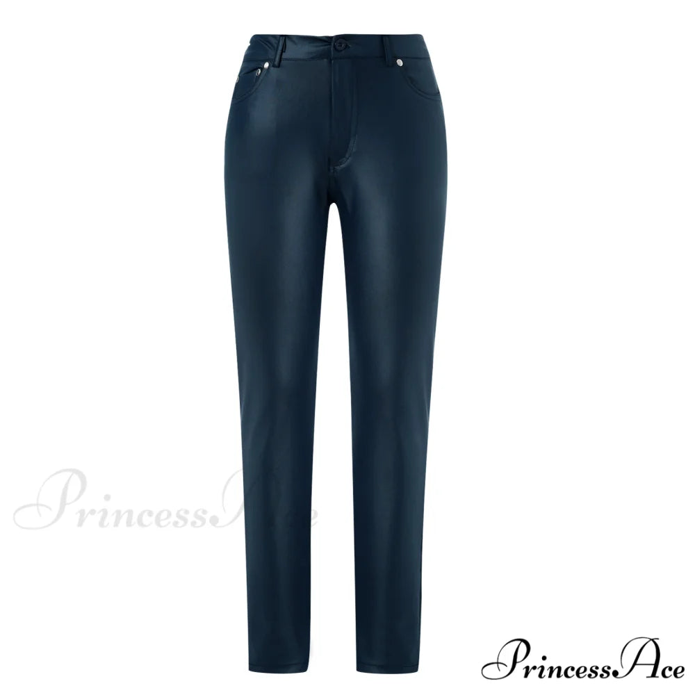 Female Leather Leggings Pants Blue / XS