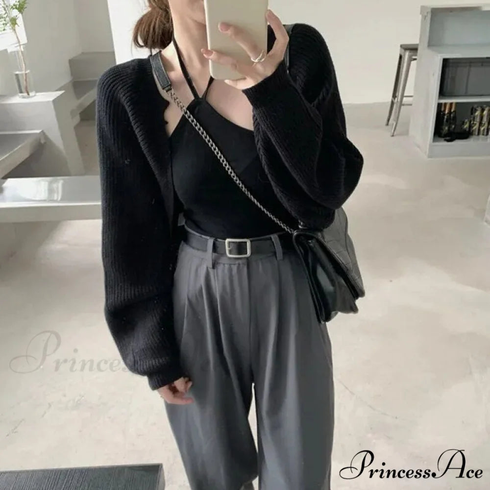 Female Solid Casual Chic Short Knitted Cardigans