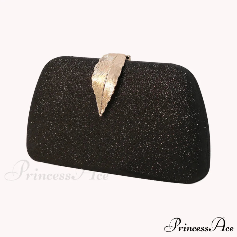 Females Foliage Pattern Clutch Bag Sparkle Chain Purse clutchbag-250126