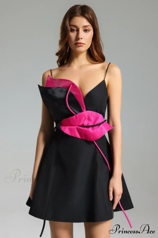 Fern Leaf Stylish Design Mini Dress S / Black