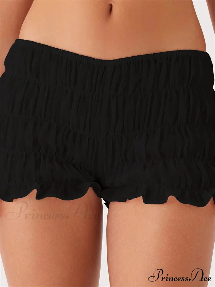 Firm Checkered Gathered Narrow Brief black / S short-250223