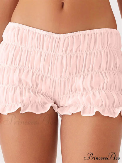 Firm Checkered Gathered Narrow Brief pink / S short-250223