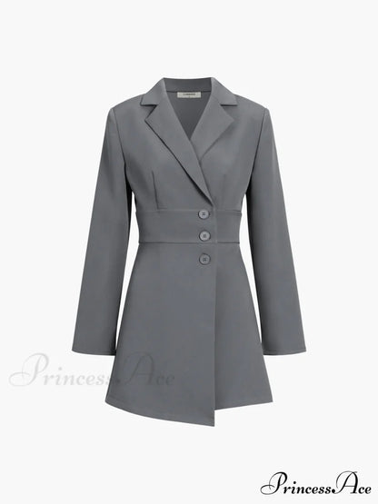 First Choice Blazer Trendy Long Sleeve Short Dress Grey / XS