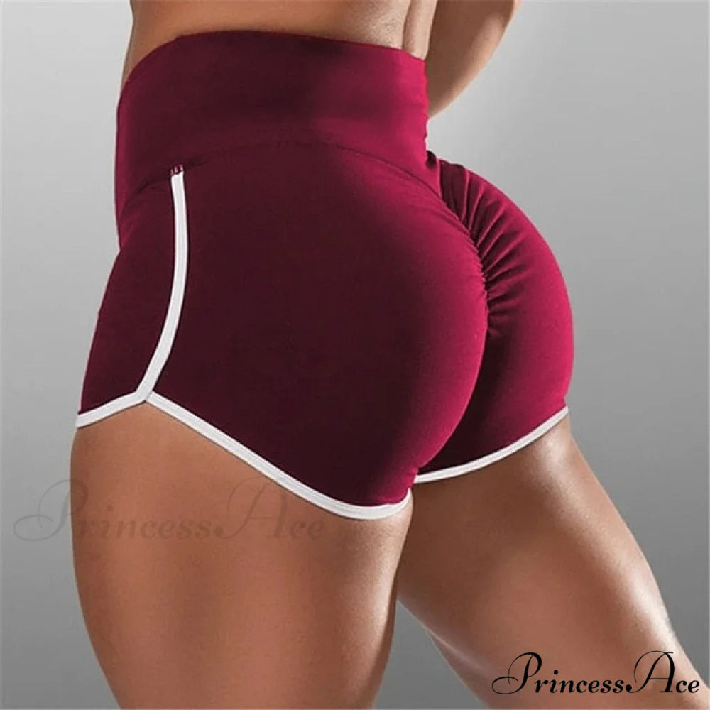 Fitness Push Up Gym Tights Pocket Shorts Wine Red / XXXL