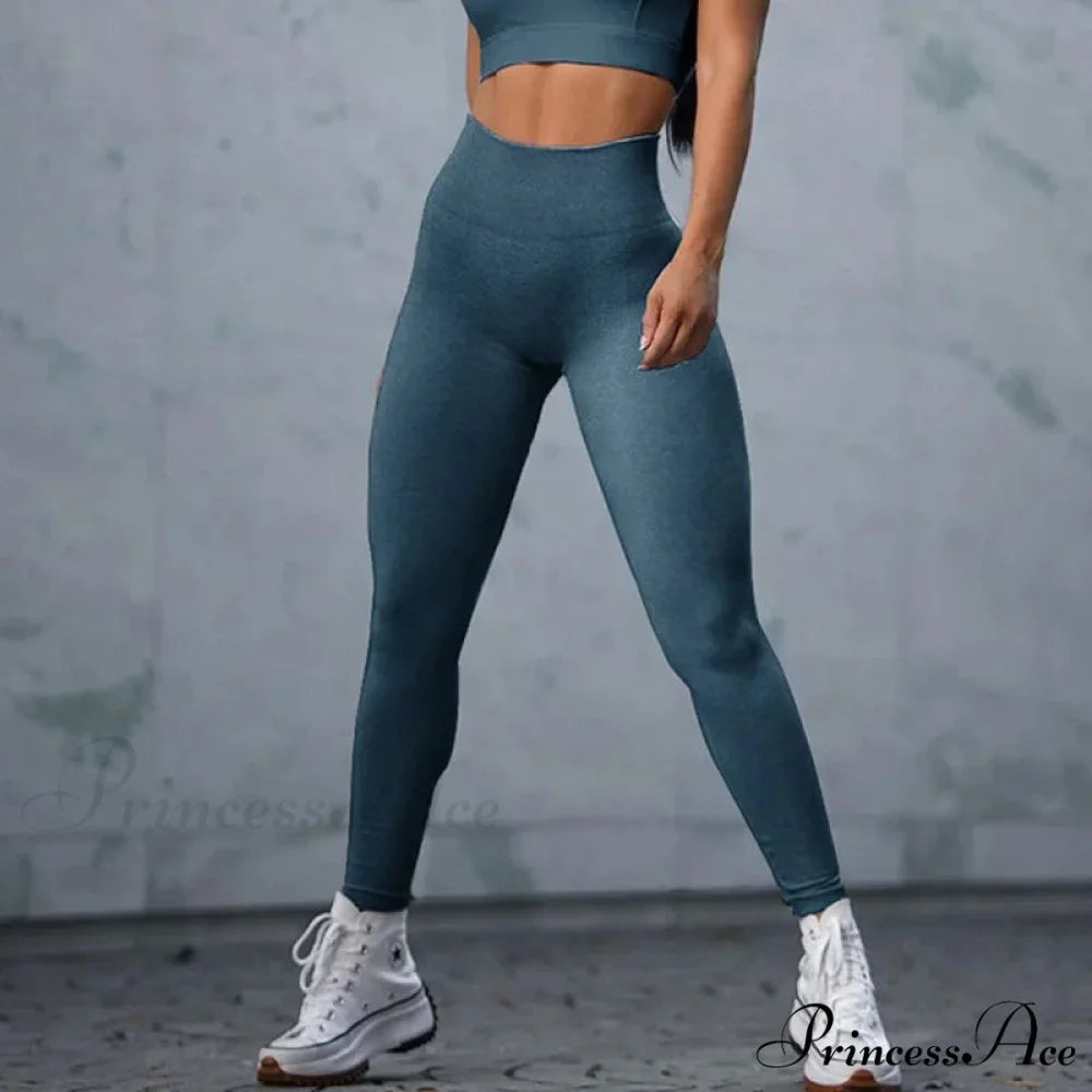 Fitness Sport Seamless Running Yoga Sportswear High Waist Push Up Athletic Slim Jogging Female Leggings BLUE / S