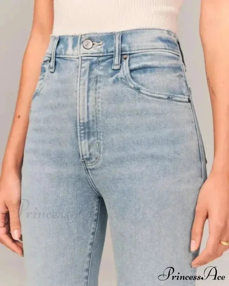 Flare Vintage Ladies Fashion Stretch Pocket Plus Size Wide Denim Jean