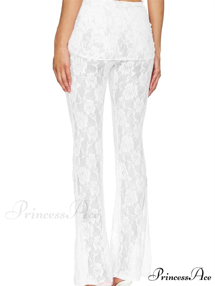 Flared Leg Lace Transparent Bootcut Stylish Pant pant-250223