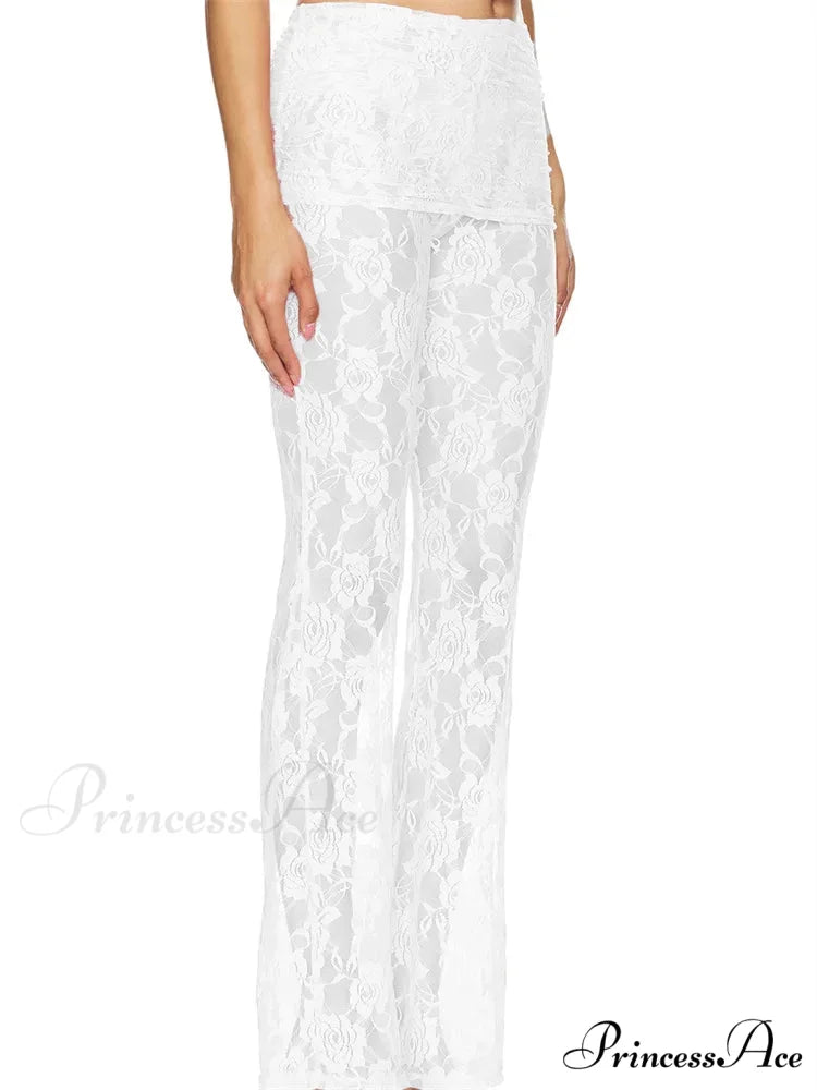 Flared Leg Lace Transparent Bootcut Stylish Pant pant-250223