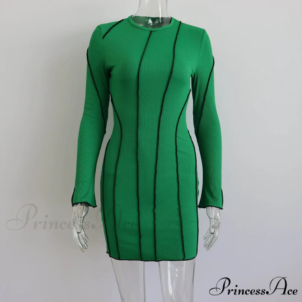 Flared Sleeve Dress M / Dark Blue