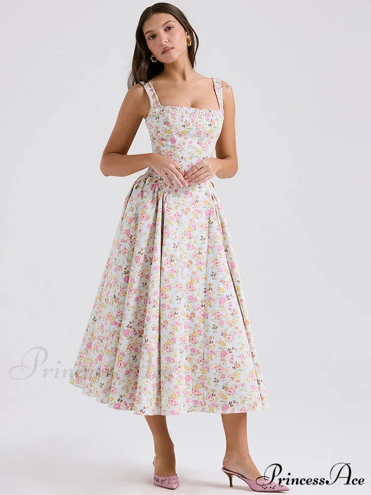 Flared Sophisticated Medium-Length Holiday Dress Pink / S vacationdress-250223