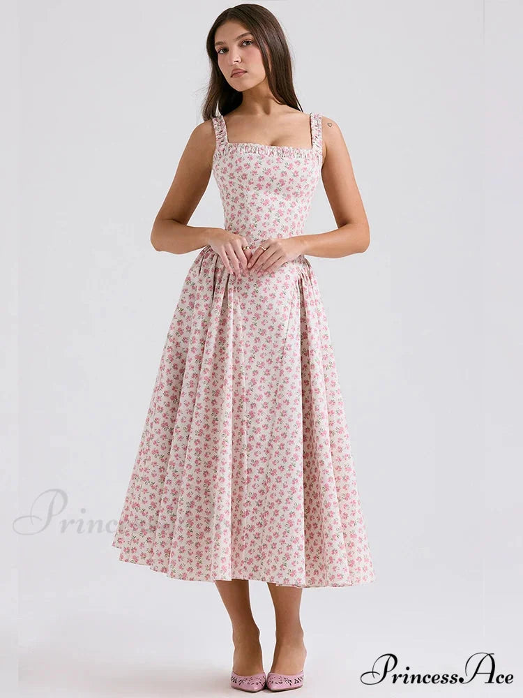 Flared Sophisticated Medium-Length Holiday Dress Red / S vacationdress-250223