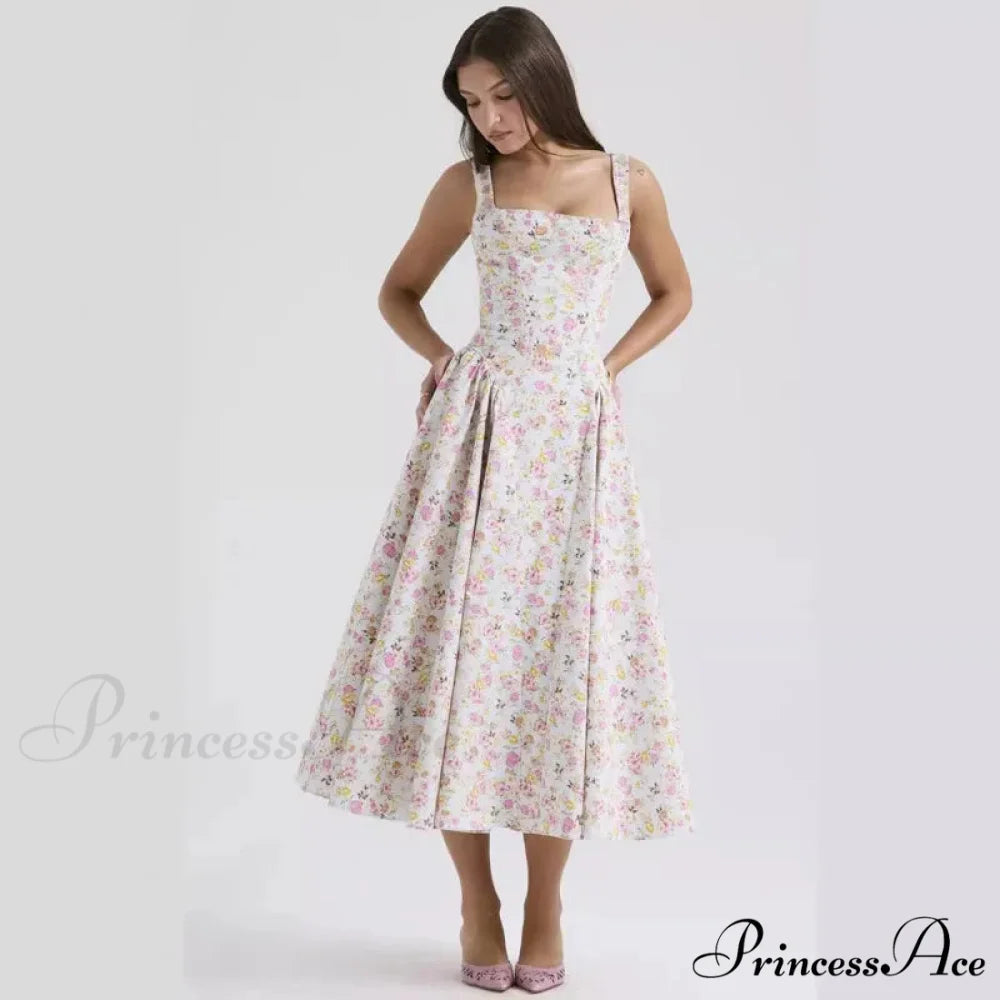 Flared Sophisticated Medium-Length Holiday Dress vacationdress-250223