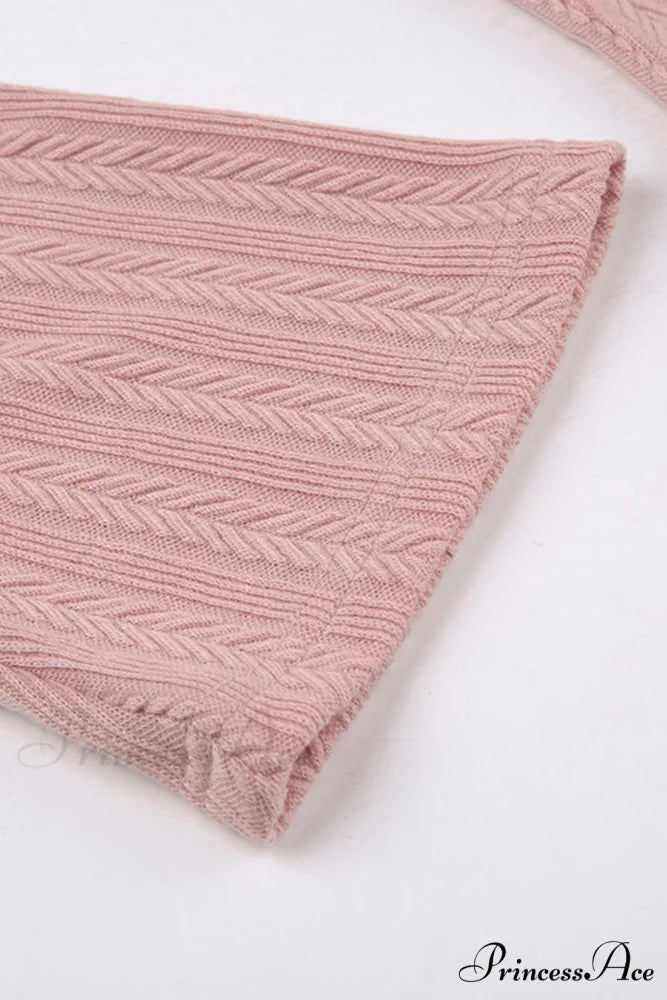 Flares Sleeve Backless Cable Knit Dress