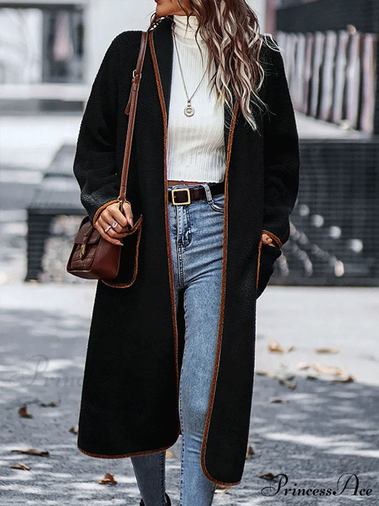 Fleece Charming Solid Coat Black / S