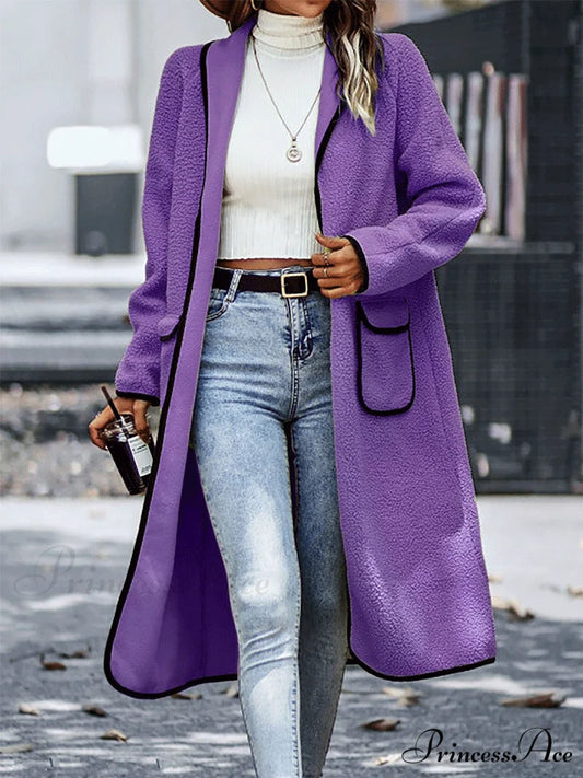 Fleece Charming Solid Coat Purple / S