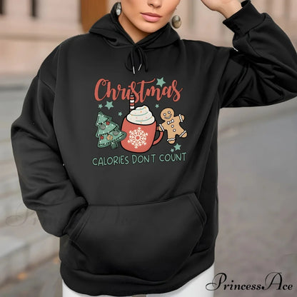 Fleece Lined Casual Drawstring Sports Christmas Tree Hoodie Christmas Hoodies-L