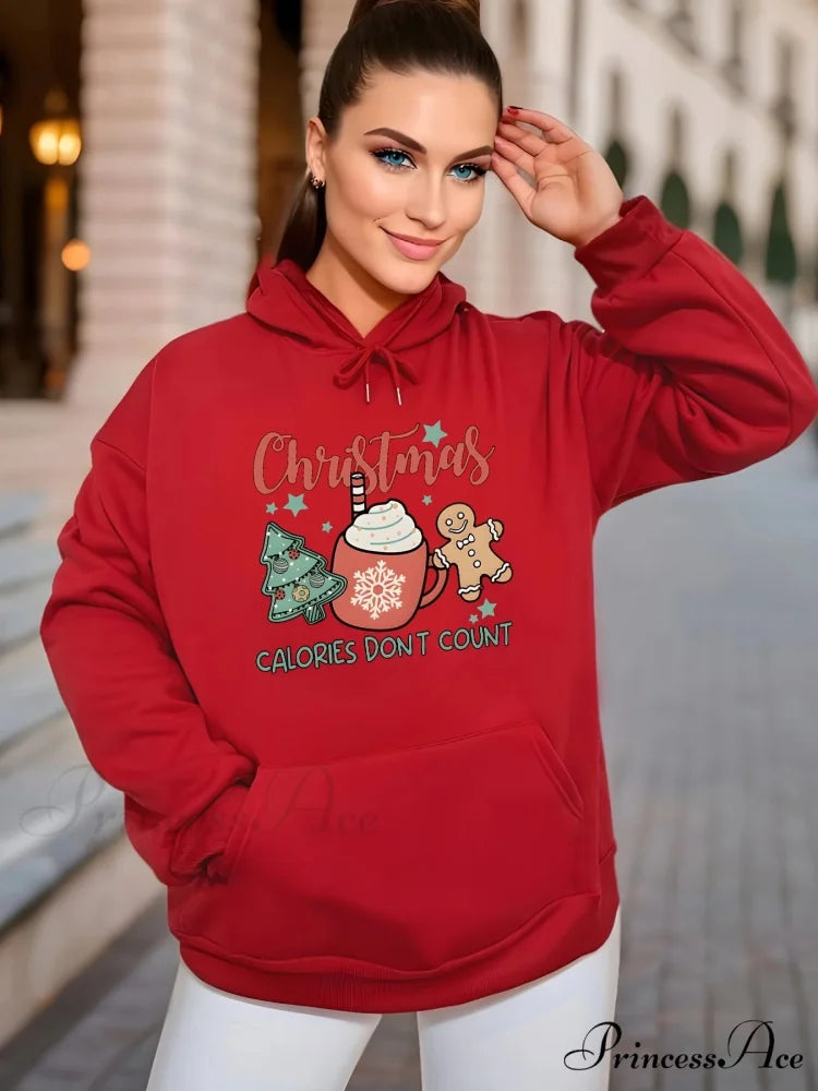 Fleece Lined Casual Drawstring Sports Christmas Tree Hoodie red / S Christmas Hoodies-L