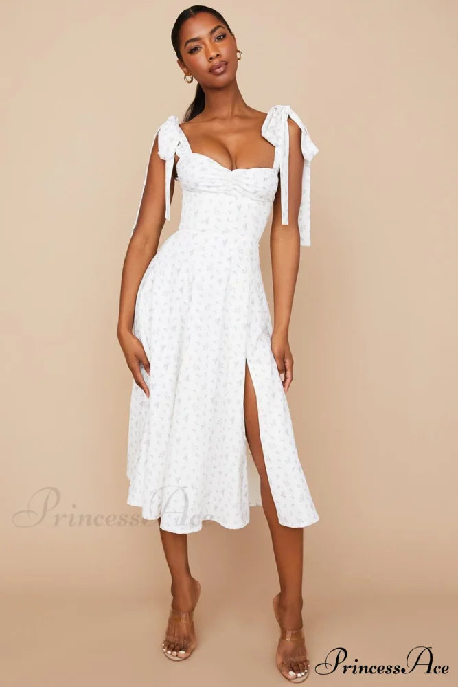 Fleur de Paris Charming Floral Split Midi Dress