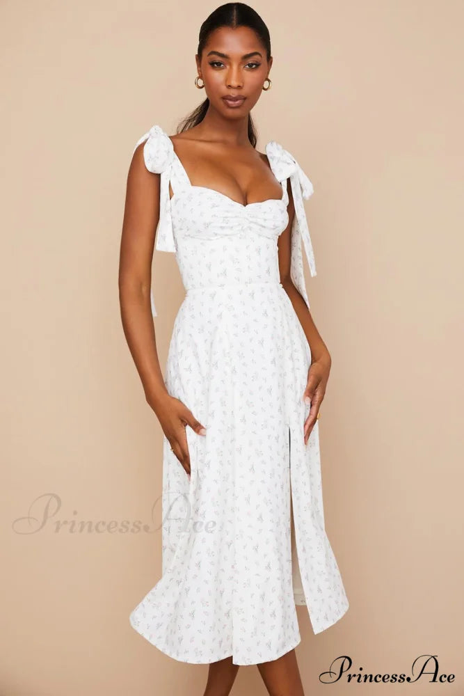 Fleur de Paris Charming Floral Split Midi Dress