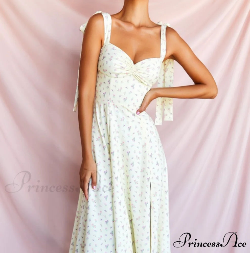 Fleur de Paris Charming Floral Split Midi Dress