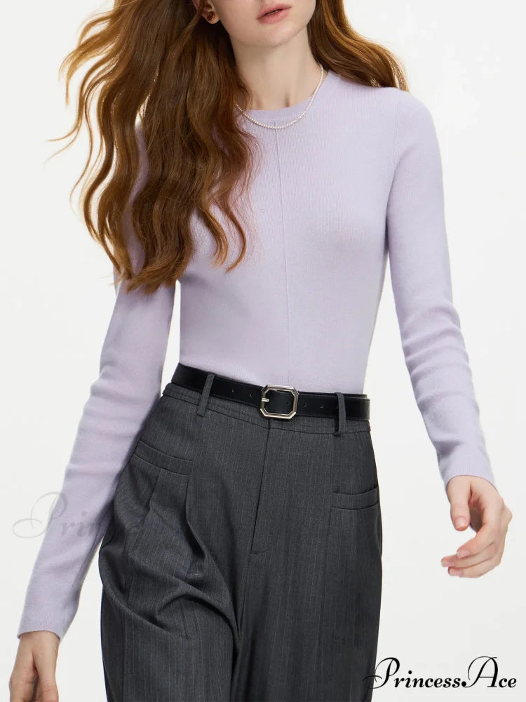 Flexible Circular Neck Woven Jumper Lavender / XS swraters-241228