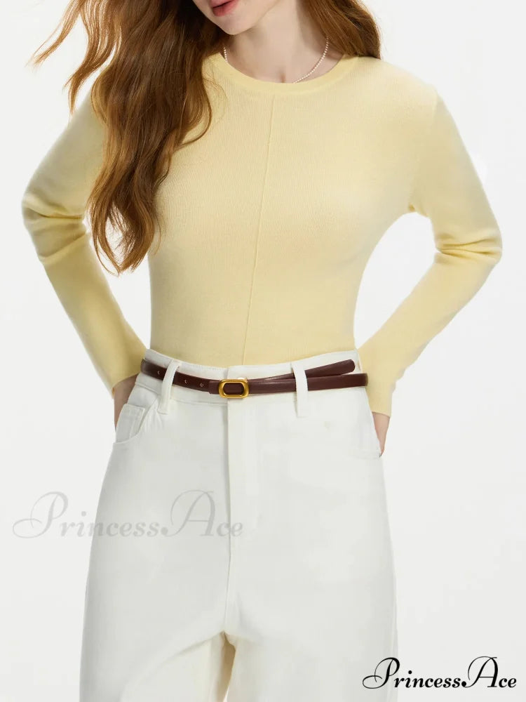 Flexible Circular Neck Woven Jumper Yellow / XS swraters-241228