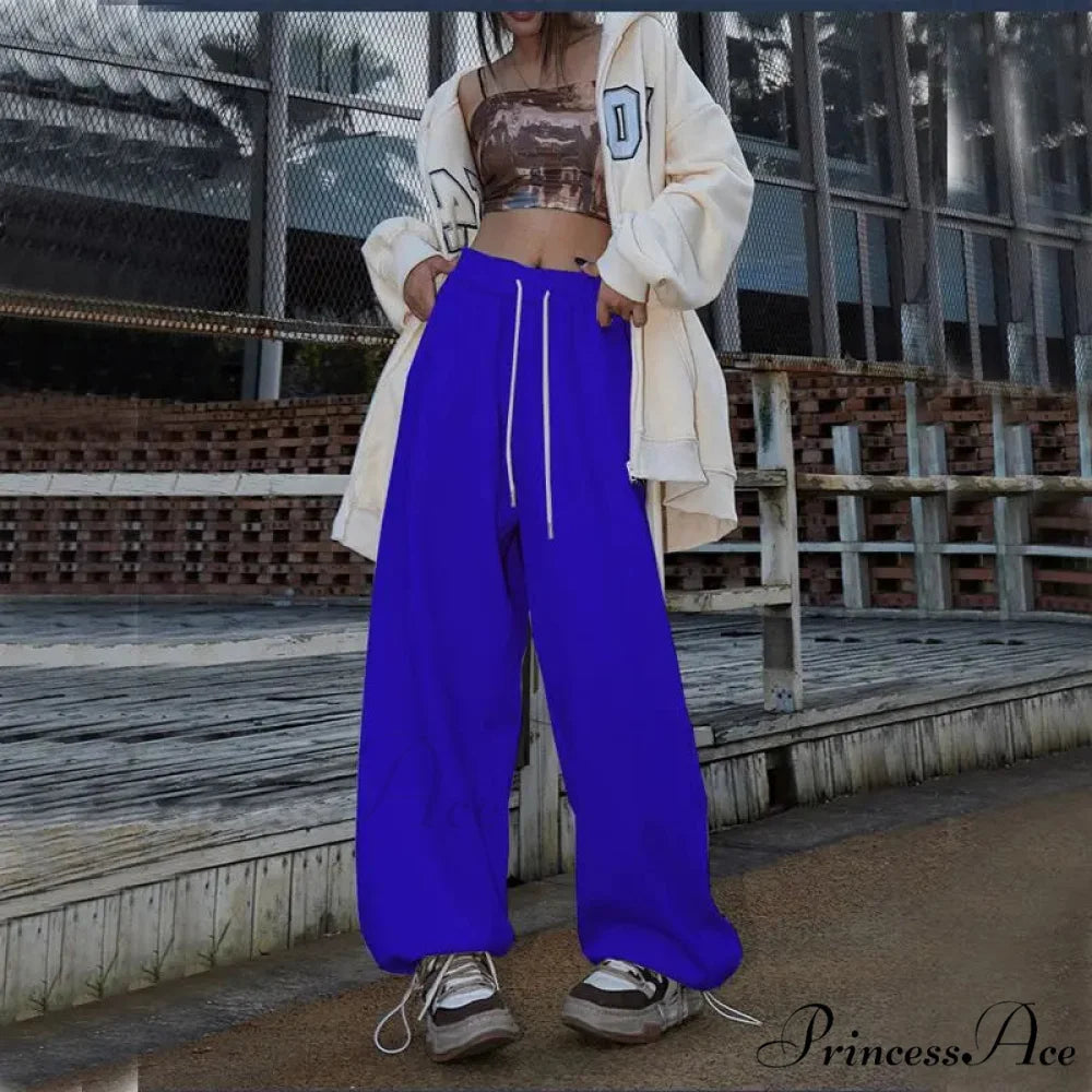Flexible Tall Waist Dance Trousers Royal Blue / S pants-241228